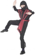 Dětský kostým ninja (s červeným zdobením)