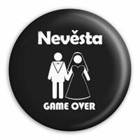 Placka GAME OVER - nevěsta (Černá)
