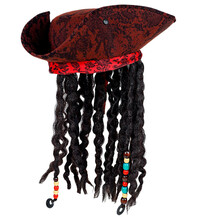 Pirátský klobouk s koženým vzhledem a dredy