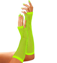 Dámské zelené neónové fishnet rukavice, delší