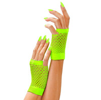 Dámské zelené neónové fishnet rukavice