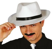 Bílý klobouk Gangster se stuhou
