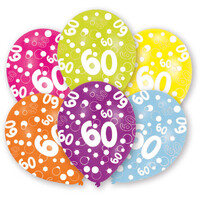 Balónky k 60. narozeninám 6 ks, 27,5 cm