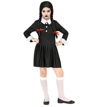 Dívčí šaty s límečkem Wednesday Addams, černé