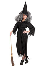 Dámský kostým čarodějnice (šaty, pásek, klobouk)