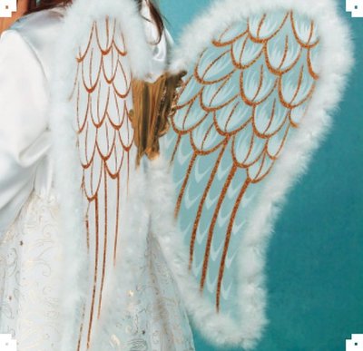 Andělská křídla zlato bílá se svatozáří (90x50 cm)