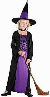 Dívčí kostým čarodějnice, černo-fialový