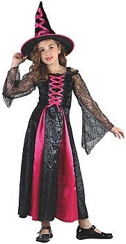 Dívčí kostým čarodějnice, černo-růžový