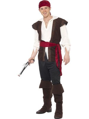 Pánský kostým Pirát hnědý - Velikost L 52-54 (II. Jakost)
