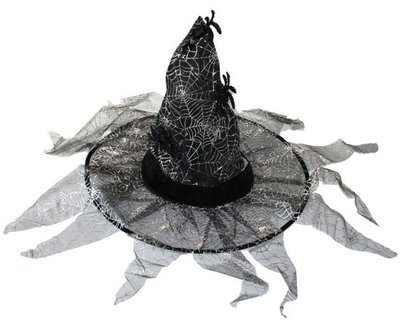 Čarodějnický klobouk s pavouky stříbrný
