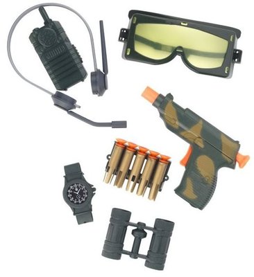 Pánská sada Speciální jednotka (pistole, náboje, dalekohled, hodinky, brýle, vysílačka, sluchátka)