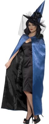 Oboustranný čarodějnický plášť modrá/černá