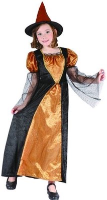 Dívčí kostým oranžová čarodějnice 110/120cm