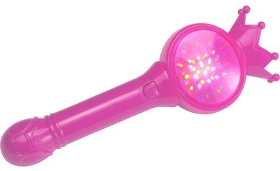 Růžová hůlka s korunkou, svítící a hrající. 22cm
