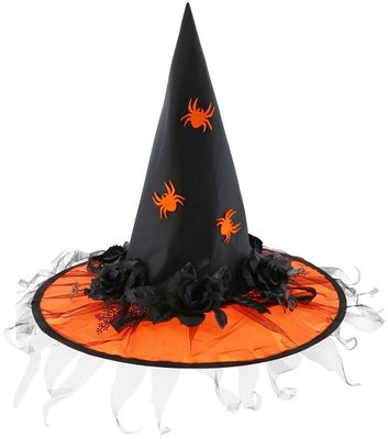 Čarodějnický klobouk oranžový s růžemi