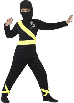 Dětský kostým ninja se žlutými doplňky