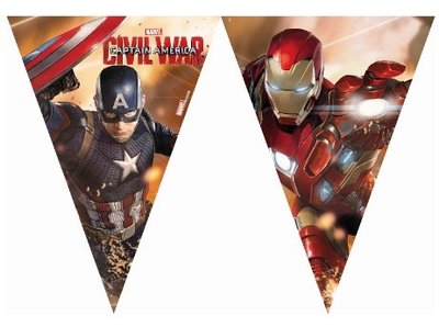 Girlanda praporky Civil War - délka 2,3m - 9 praporků Iron Man