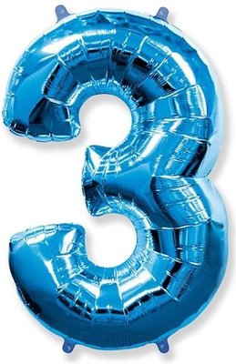 Fóliový balónek číslice 3 modrý 85cm