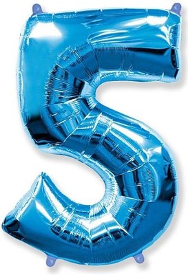 Fóliový balónek číslice 5 modrý 85cm