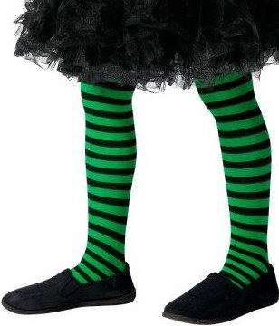 Dívčí čarodějnické pruhované punčocháče zeleno-černé