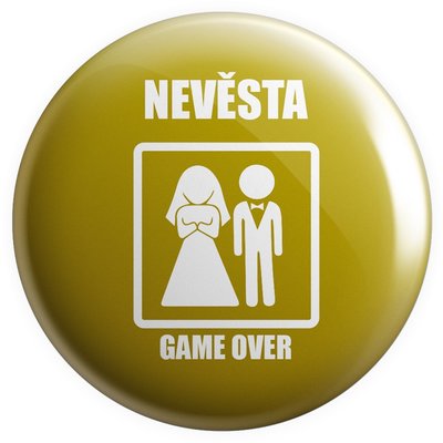 Placka GAME OVER - nevěsta (Zlatá)