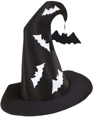 Čarodějnický klobouk s netopýřím potiskem