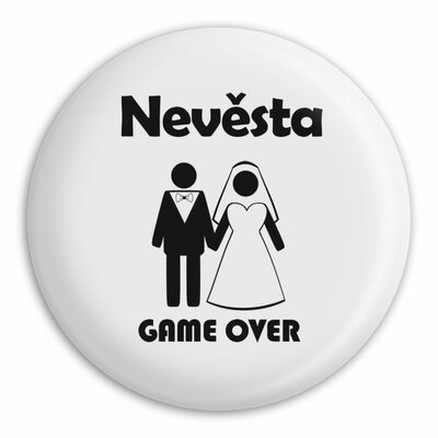 Placka GAME OVER - nevěsta (Bílá)