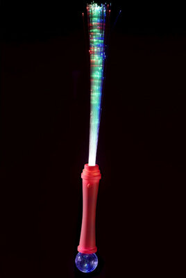 Hůlka z optických vláken růžová s disco koulí 36cm