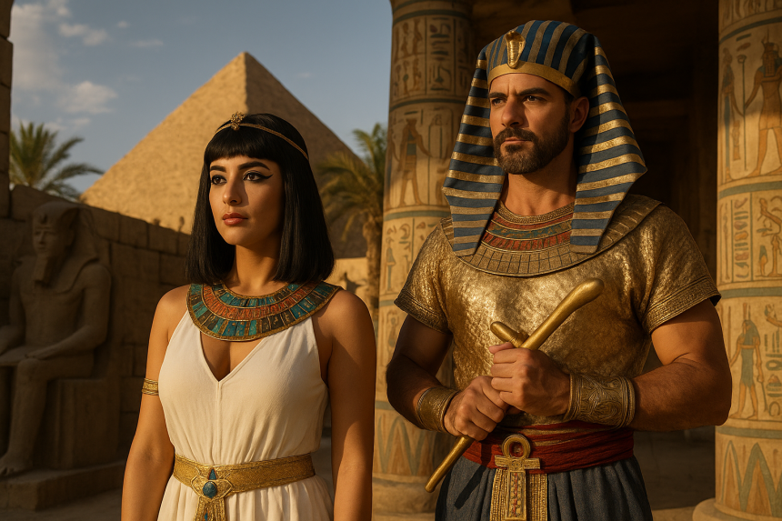Kleopatra a faraon – ikony starověkého Egypta.