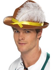 Bavorský klobouk s peřím,hnědý