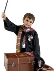 Dětská sada Kufr Harryho Pottera (róba, šála, kravata, brýle, hůlka, plášť)
