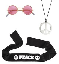 Sada hippies (čelenka, náhrdelník, brýle)
