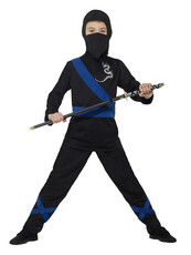 Dětský kostým ninja s modrými doplňky