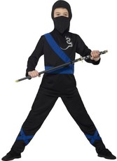 Dětský kostým ninja s modrými doplňky