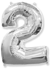 Fóliový balónek číslice 2 stříbrný 85cm