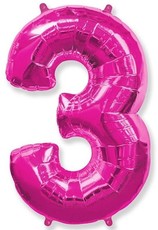 Fóliový balónek číslice 3 růžový 85cm