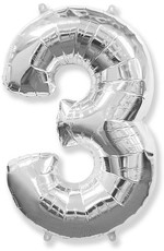 Fóliový balónek číslice 3 stříbrný 85cm