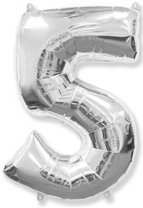 Fóliový balónek číslice 5 stříbrný 85cm