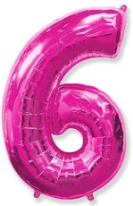 Fóliový balónek číslice 6 růžový 85cm