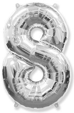 Fóliový balónek číslice 8 stříbrný 85cm