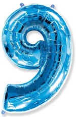 Fóliový balónek číslice 9 modrý 85cm