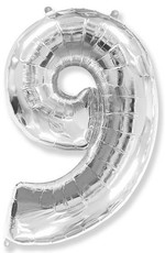 Fóliový balónek číslice 9 stříbrný 85cm