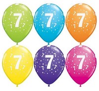 Balónek číslice 7, 6ks, rozměr 30cm, pastelové barvy