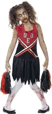 Dívčí kostým zombie roztleskávačka červeno-černý