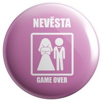 Placka GAME OVER - nevěsta (Růžová)