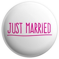 Placka Just married (Bílá, růžový potisk)