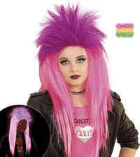 Dívčí neonově růžová punková paruka