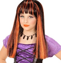 Dívčí paruka čarodějka s oranžovými proužky