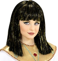 Dívčí paruka Kleopatra se zlatými proužky