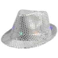 Blikající párty klobouk stříbrný